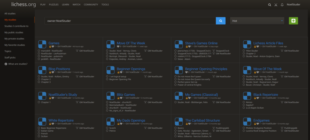Lichess Study Overview