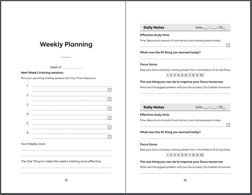 SMART Chess Plan thanks to the Training Planner